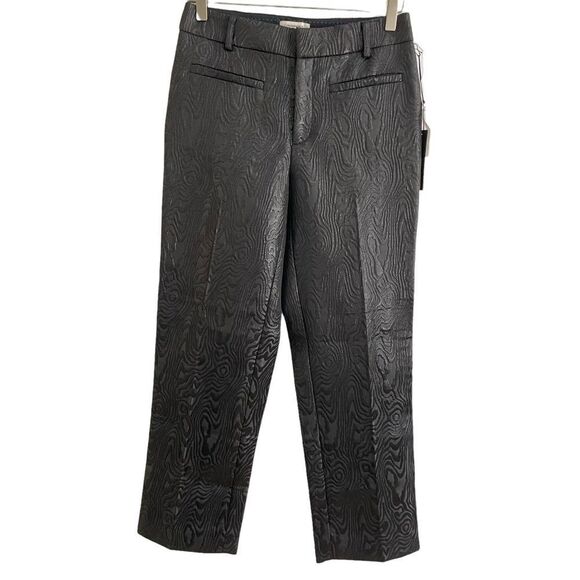 ANTHROPOLOGIE‎ the essential slim straight pants,embroidered black metallic sz 4 - Picture 1 of 10
